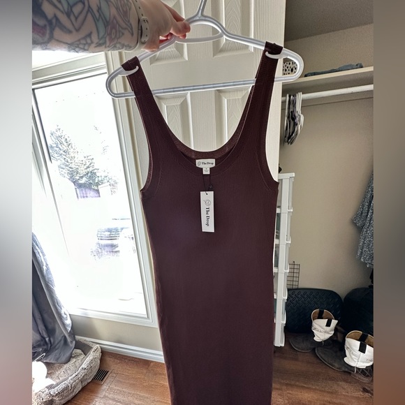 Brown ribbed bodycon dress - Picture 3 of 3